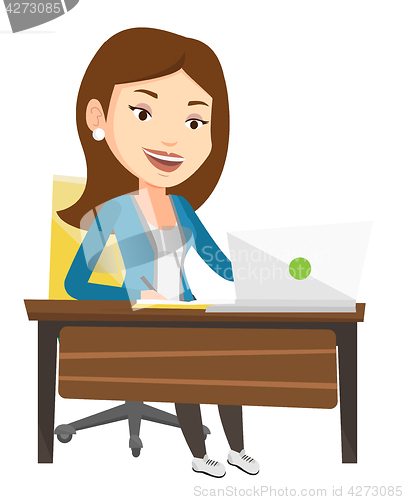Image of Student using laptop for education.