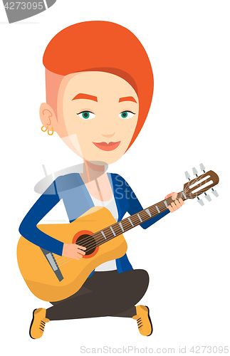 Image of Woman playing acoustic guitar vector illustration.