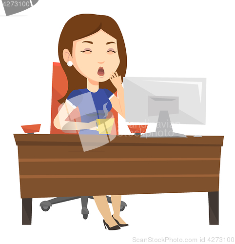 Image of Tired employee working in office.