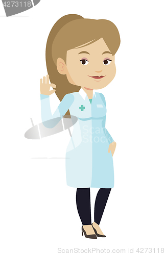Image of Doctor showing ok sign vector illustration.