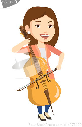 Image of Woman playing cello vector illustration.