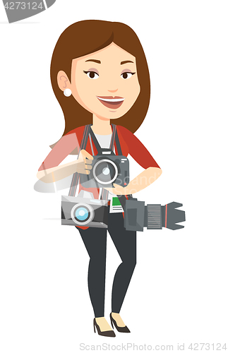 Image of Photographer taking photo vector illustration.