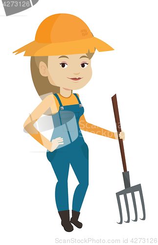 Image of Farmer with pitchfork vector illustration.