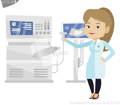 Image of Female ultrasound doctor vector illustration.