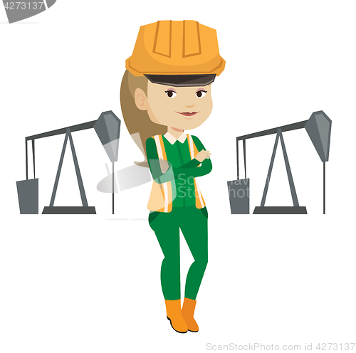 Image of Cnfident oil worker vector illustration.