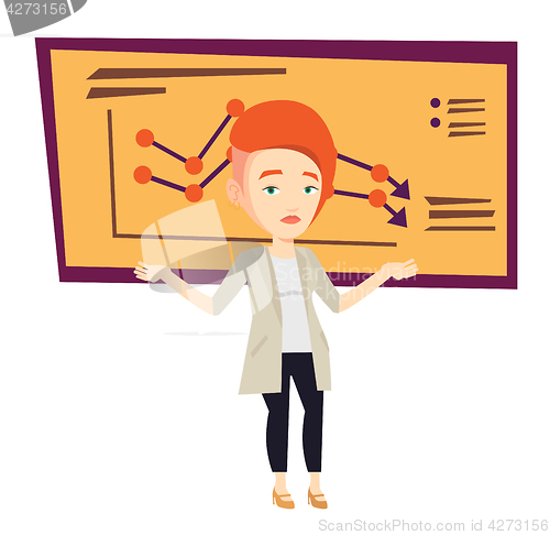 Image of Bankrupt business woman vector illustration.