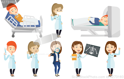 Image of Vector set of doctor characters and patients.