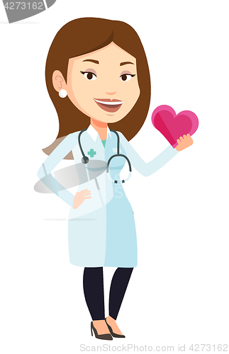 Image of Doctor cardiologist holding heart.