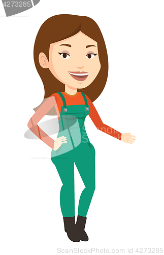 Image of Smiling caucasian farmer vector illustration.