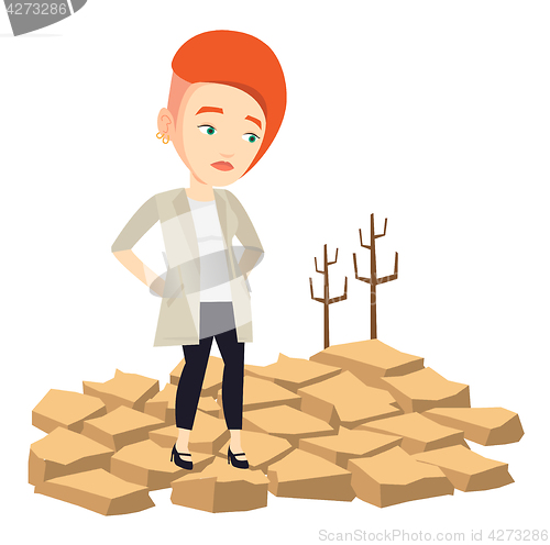 Image of Sad woman in the desert vector illustration.