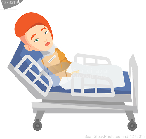 Image of Woman with neck injury vector illustration.