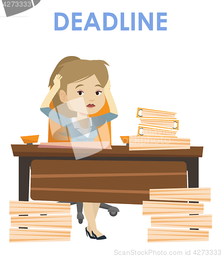 Image of Business woman having problem with deadline.