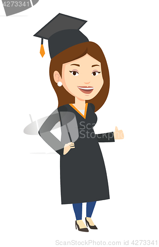 Image of Graduate giving thumb up vector illustration.