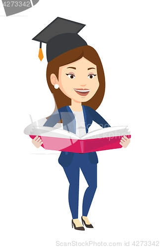 Image of Graduate with book in hands vector illustration.