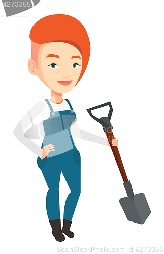 Image of Farmer with shovel vector illustration.