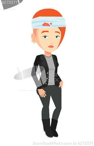 Image of Woman with injured head vector illustration.