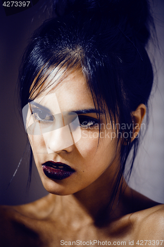Image of beauty latin young woman in depression, hopelessness look, fashi