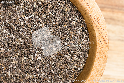 Image of Chia Seeds Whole Food Superfood Wooden Bowl