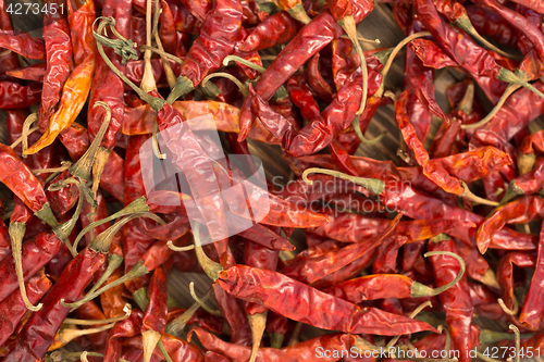 Image of Dried Red Chili Peppers Hot Mexican Food Spice 