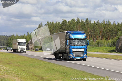 Image of DAF Trucks Transport Merchandise in Traffic