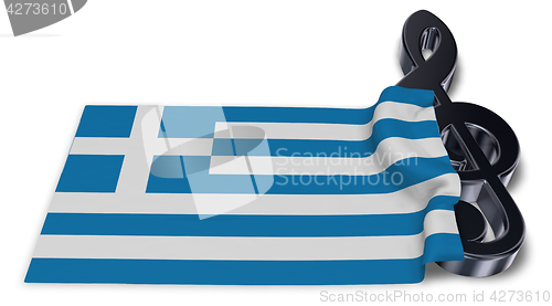 Image of clef and flag of greece - 3d rendering