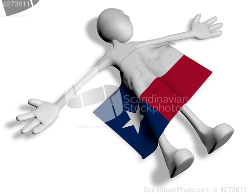 Image of dead cartoon guy and flag of texas - 3d illustration