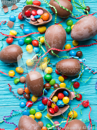 Image of Colorful candy, eggs from chocolate