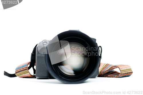 Image of Camera with lens and belt