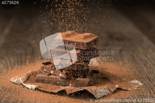 Image of Chocolate pieces with cocoa sprinkled