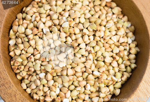 Image of Buckwheat Groats in A Wooden Bowl