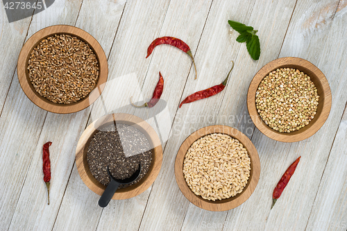 Image of Whole Grains Chia Seeds and Peppers Superfoods