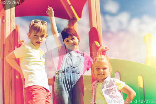 Image of group of happy kids on children playground