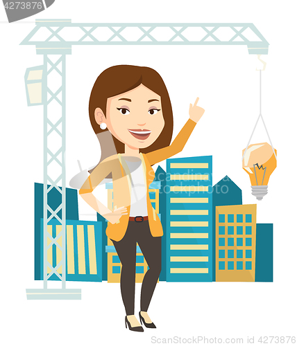 Image of Woman having business idea vector illustration.