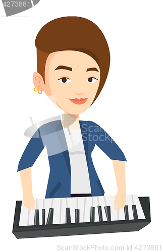 Image of Woman playing piano vector illustration.