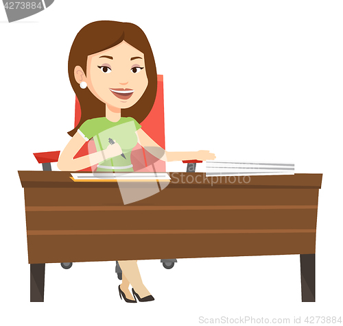 Image of Signing of business contract vector illustration.