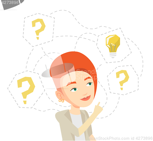 Image of Woman having business idea vector illustration.