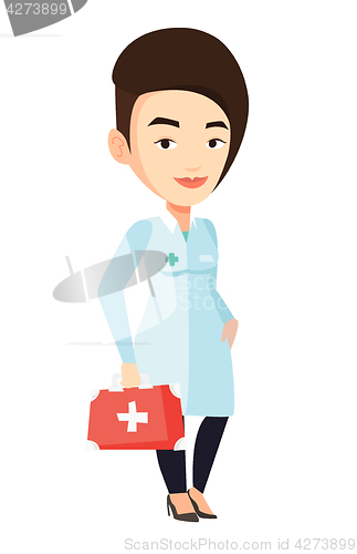 Image of Doctor holding first aid box vector illustration.