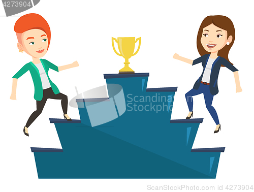 Image of Two women competing for the business award.