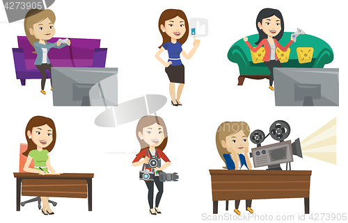 Image of Vector set of media people characters.