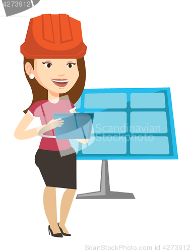 Image of Female worker of solar power plant.