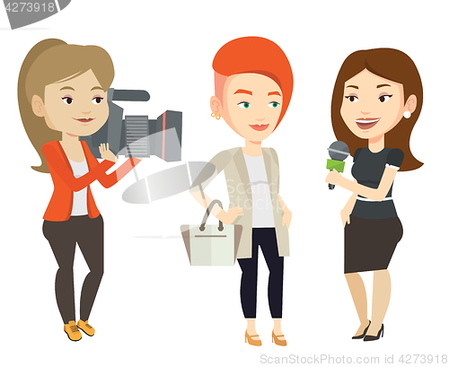 Image of TV interview vector illustration.