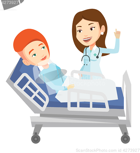 Image of Doctor visiting patient vector illustration.