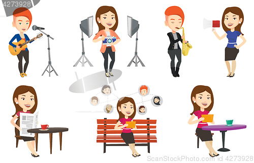 Image of Vector set of media people characters.