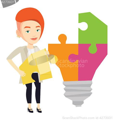 Image of Student with idea lightbulb vector illustration.