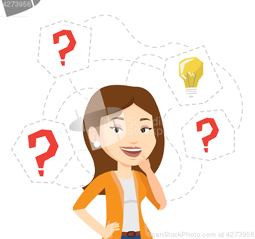 Image of Woman having business idea vector illustration.