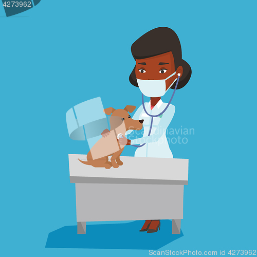 Image of Veterinarian examining dog vector illustration.