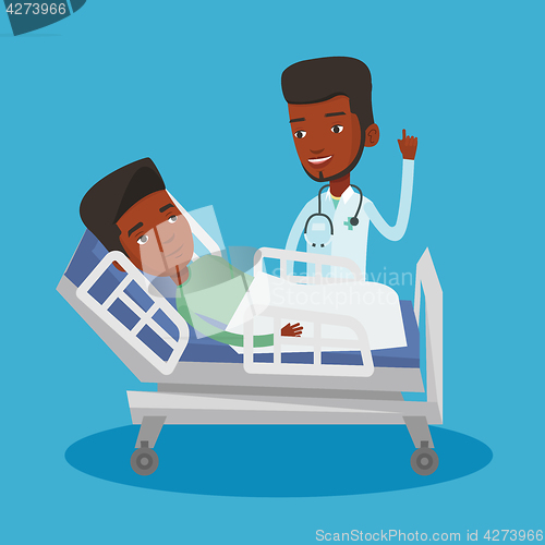 Image of Doctor visiting patient vector illustration.