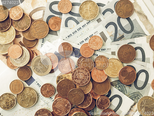 Image of Vintage Euros coins and notes