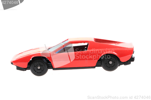 Image of red metal toy car 