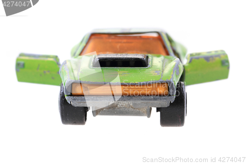 Image of green metal toy car 